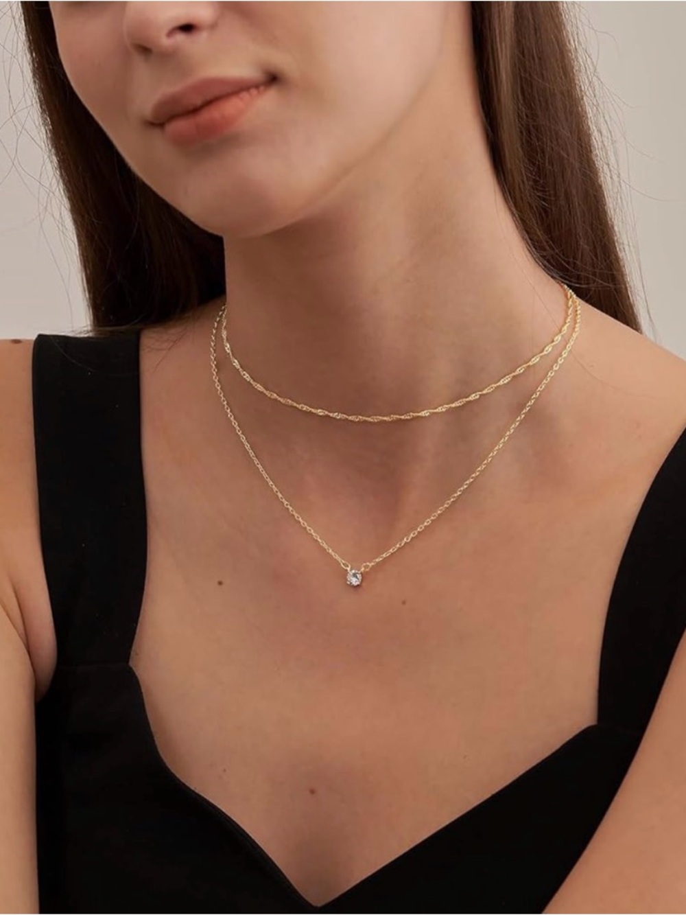 14k Gold Plated/Silver Cubic Zirconia Necklaces for Women, Simple CZ Necklace - Picture 3 of 6